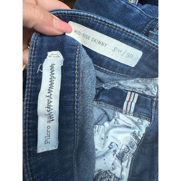 Pilcro Jeans Mid-Rise Skinny size 30 Shark Bite Raw Hem Ankle Dark Stretch Anthr - Picture 5 of 5